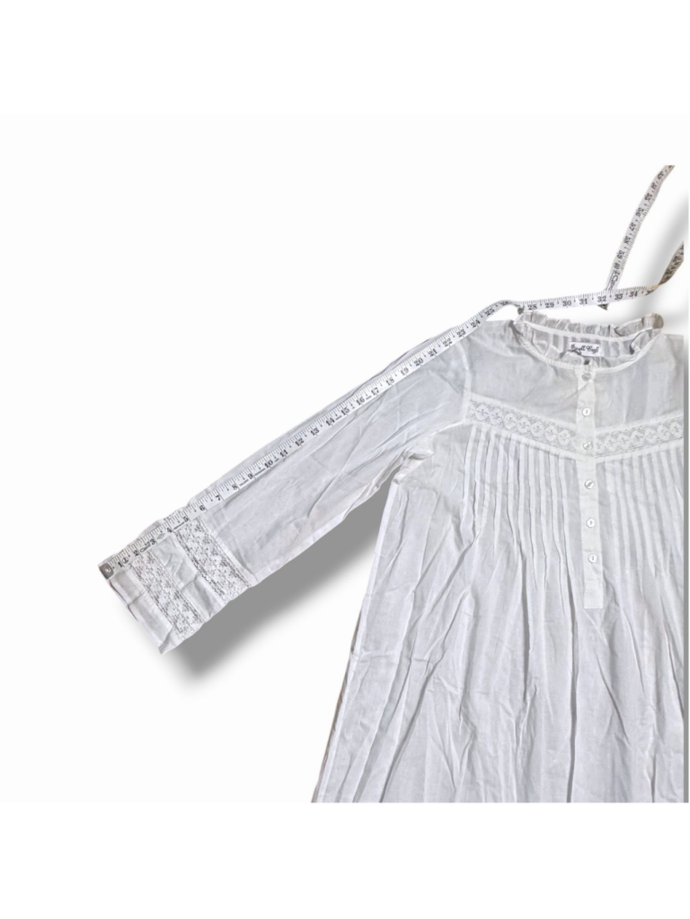 Powell Craft NWT O/S White Barbara Long Sleeve Eyelet Nightdress Frill Collar - Picture 7 of 11